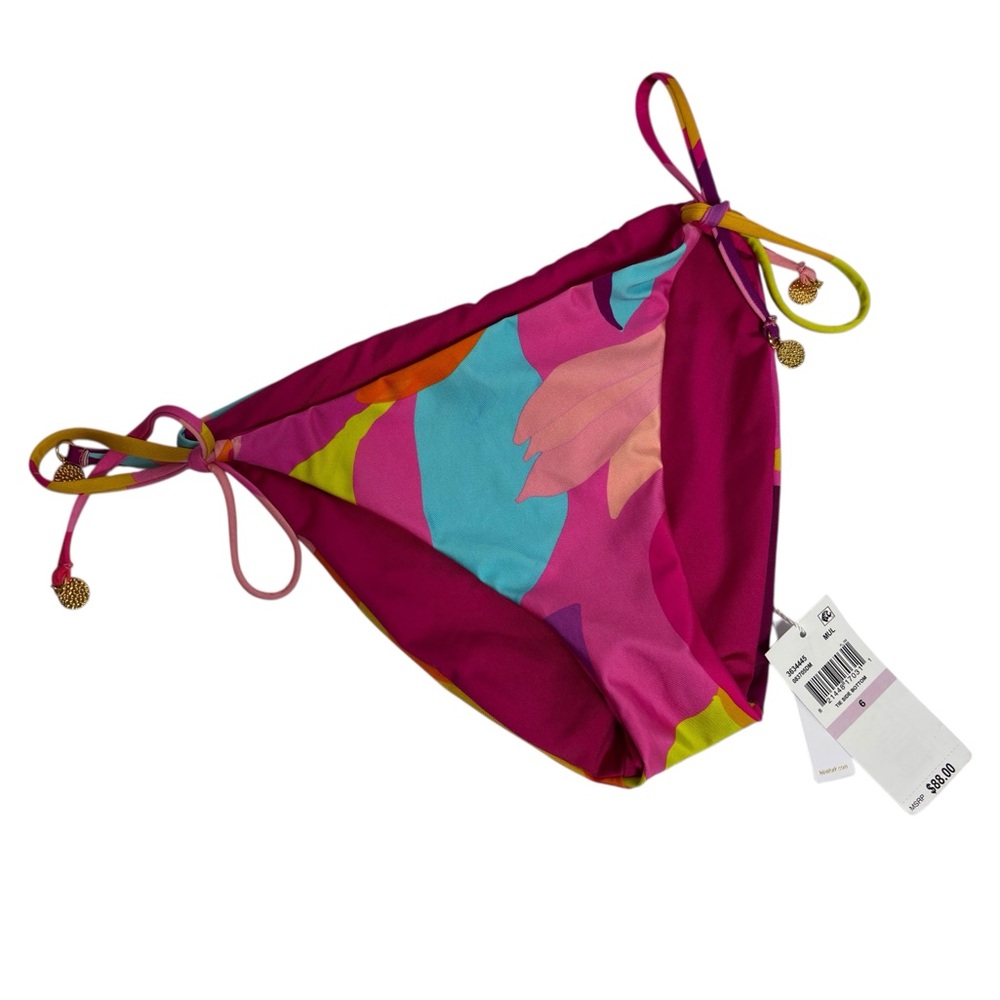 TRINA TURK WOMEN TIE SIDE MULTICOLOR BIKINI BOTTOM SIZE 6 BRAND NEW WITH TAGS